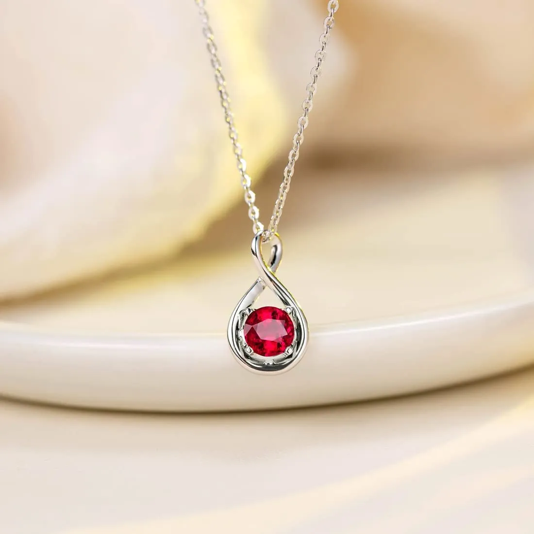 "Birthstone" July Gemstone Sterling Silver Necklace