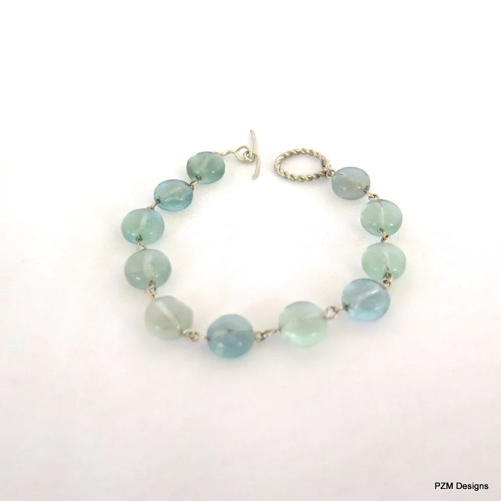 Rainbow Fluorite stacking bracelet, Blue Green Tennis Bracelet