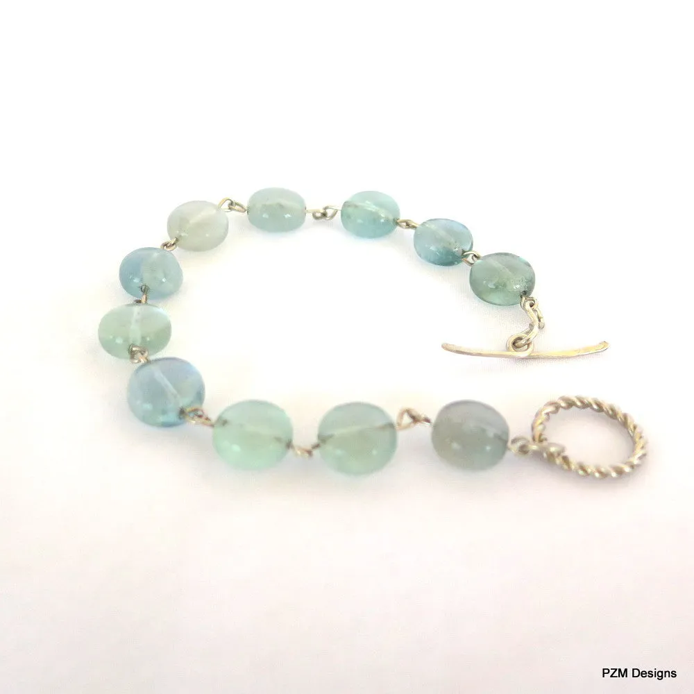 Rainbow Fluorite stacking bracelet, Blue Green Tennis Bracelet