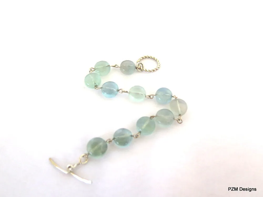 Rainbow Fluorite stacking bracelet, Blue Green Tennis Bracelet