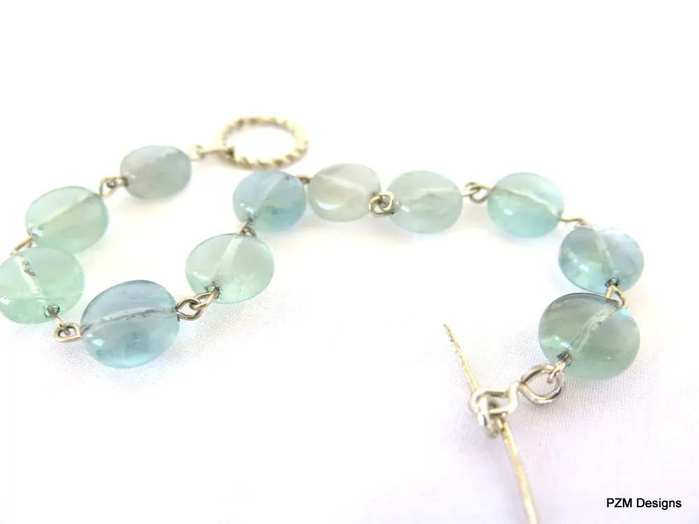 Rainbow Fluorite stacking bracelet, Blue Green Tennis Bracelet