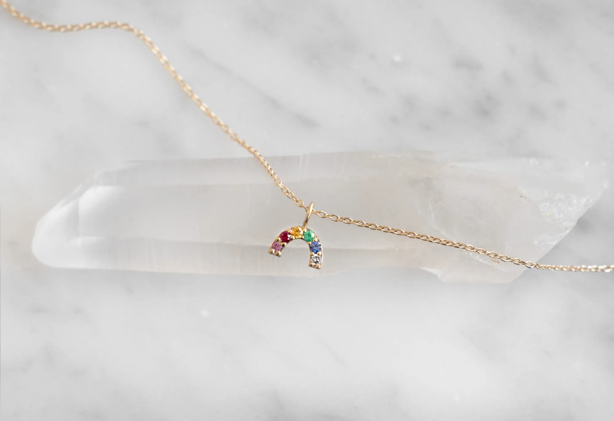 Rainbow Sapphire Charm Necklace