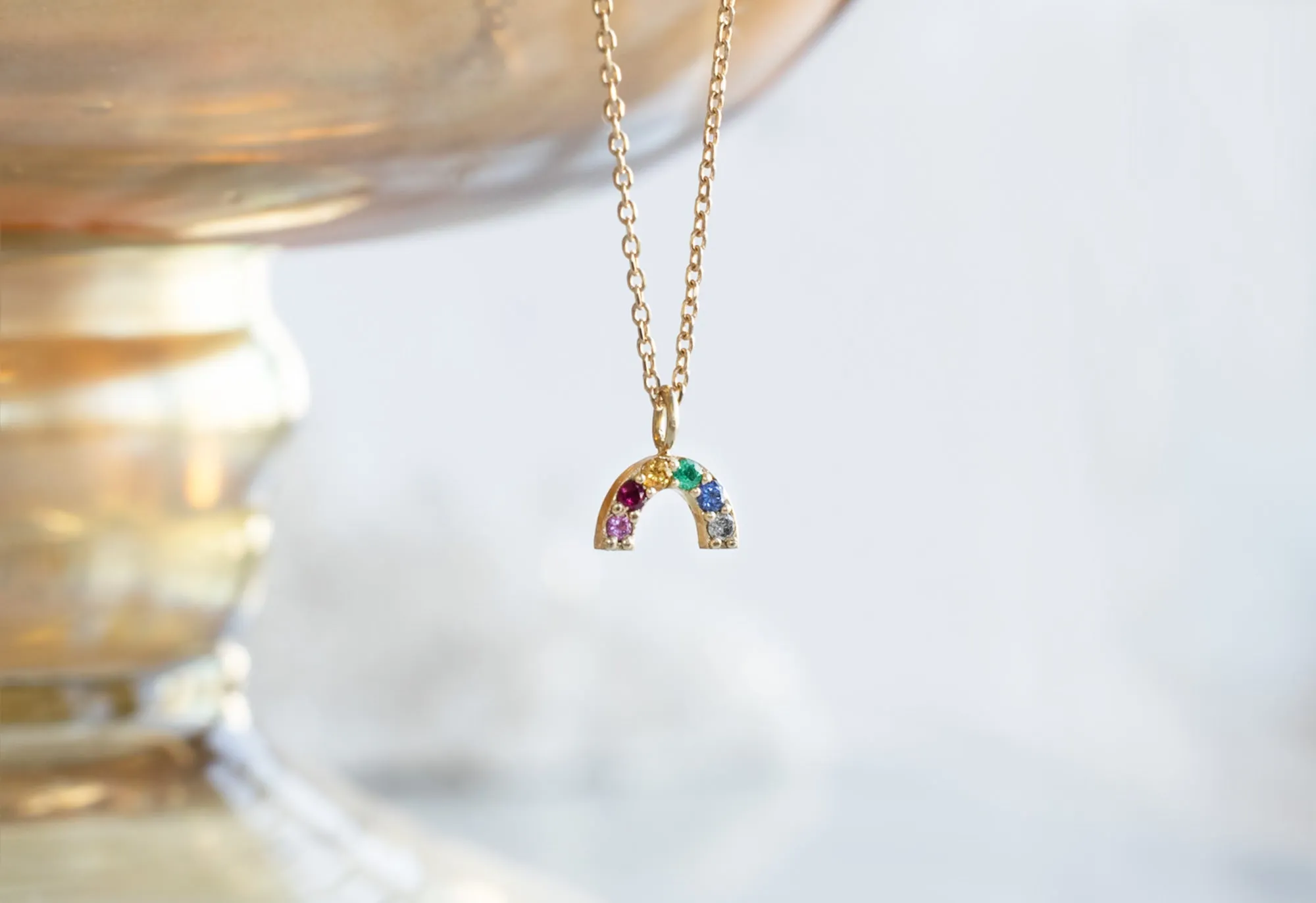 Rainbow Sapphire Charm Necklace