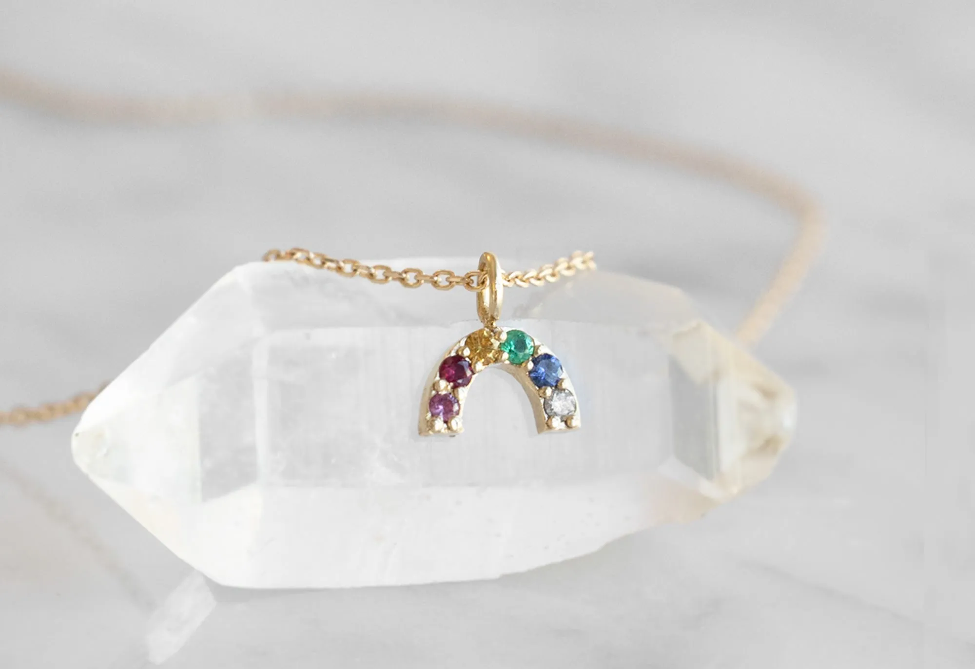 Rainbow Sapphire Charm Necklace