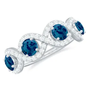 Real London Blue Topaz and Diamond Half Eternity Ring