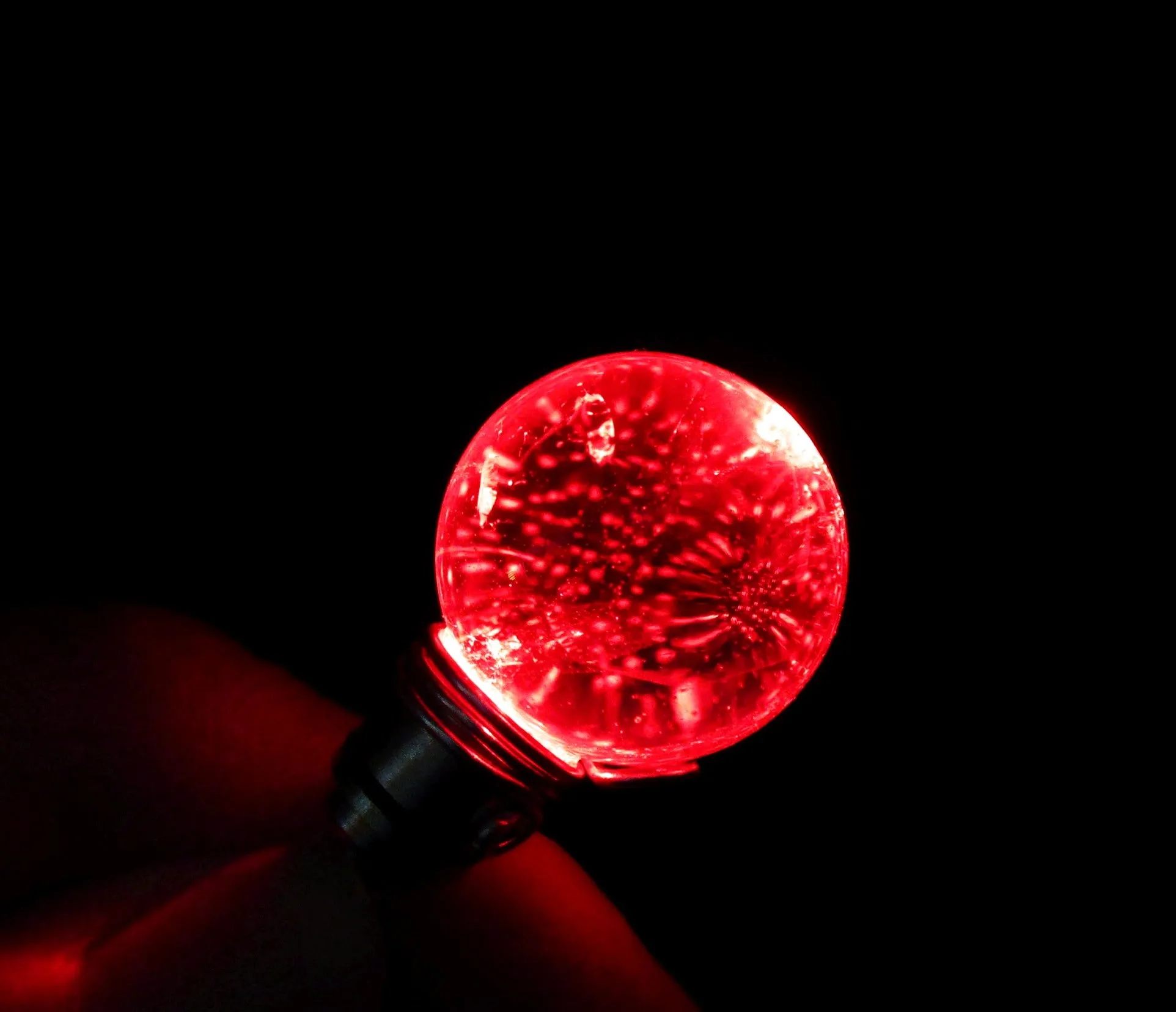 Red LED Light Up Quartz Crystal Ball Fire Elemental Pendant