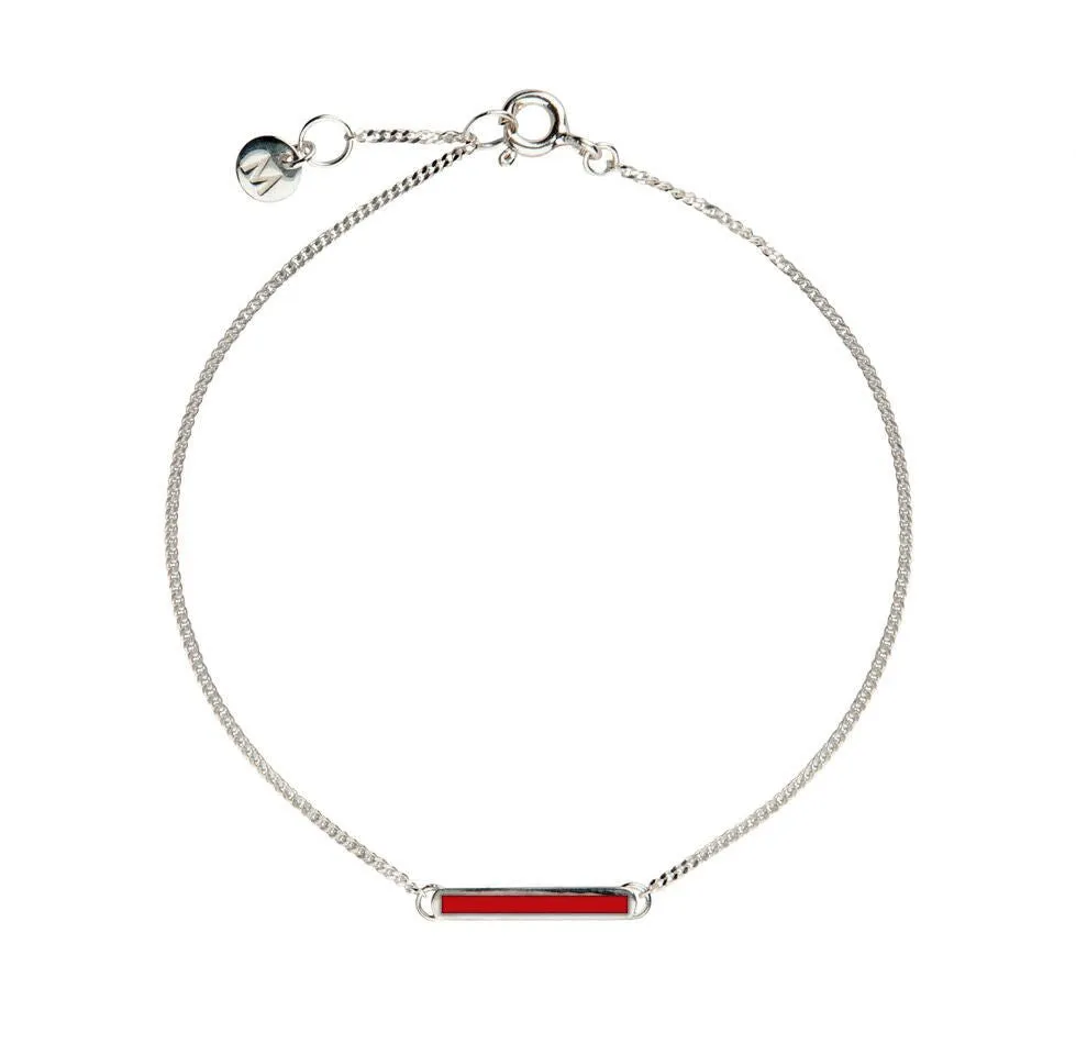 Red Little Bar of Strength - Wrist (Sterling Silver)