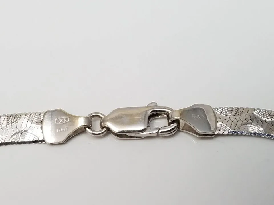 Reversible 14k White Gold Herringbone 8" Bracelet