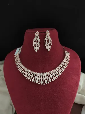 Rose Gold Diamond Look Necklace Set