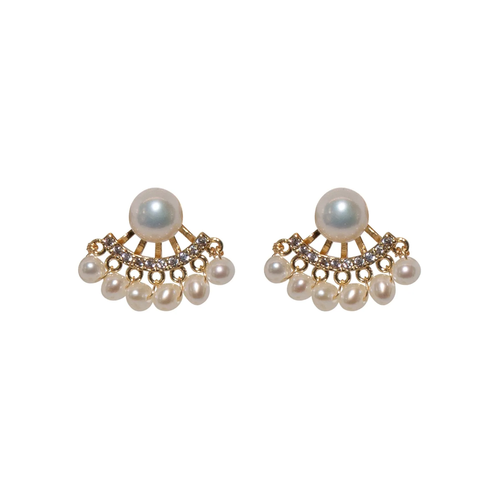 Royal Gold Cluster Pearl Earrings