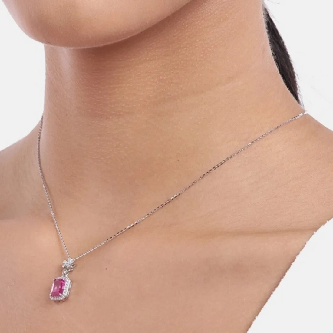 Ruby Clover  925 Sterling Silver Necklace