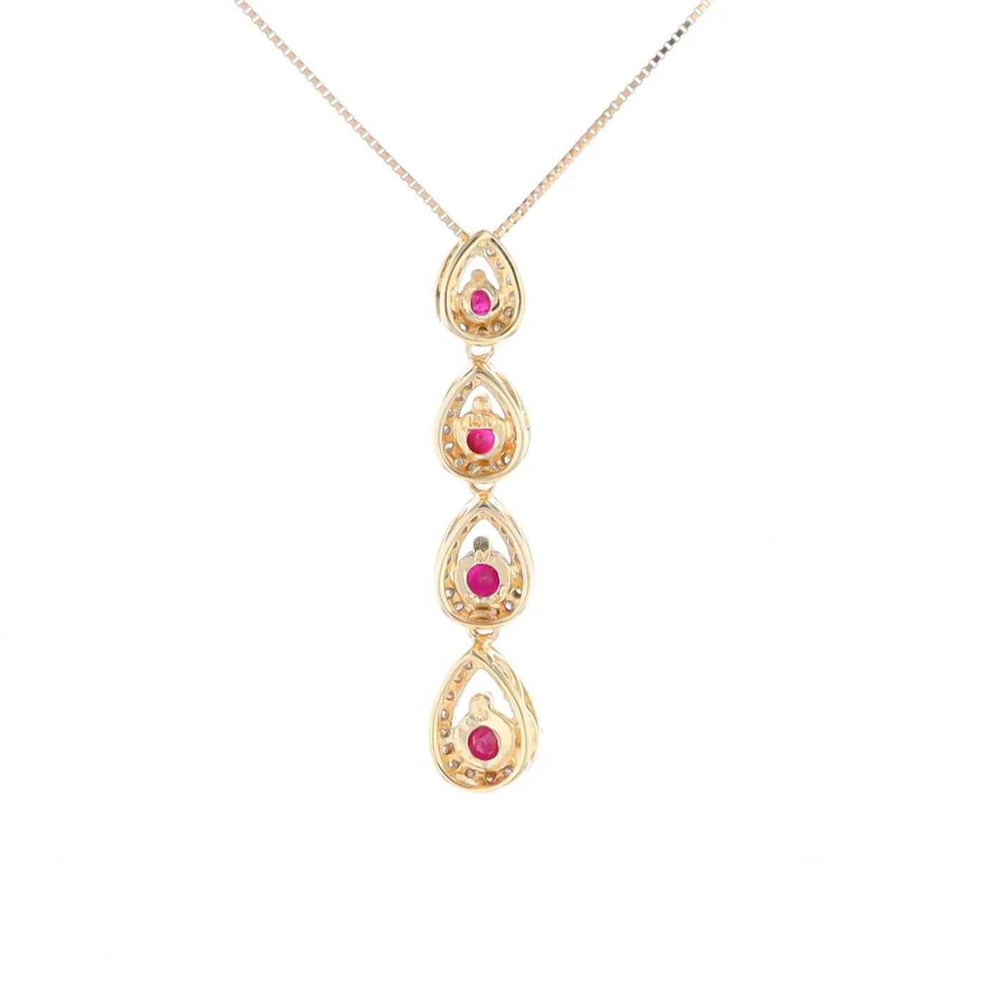 Ruby Drop Necklace with Pear Shaped Diamond Halos