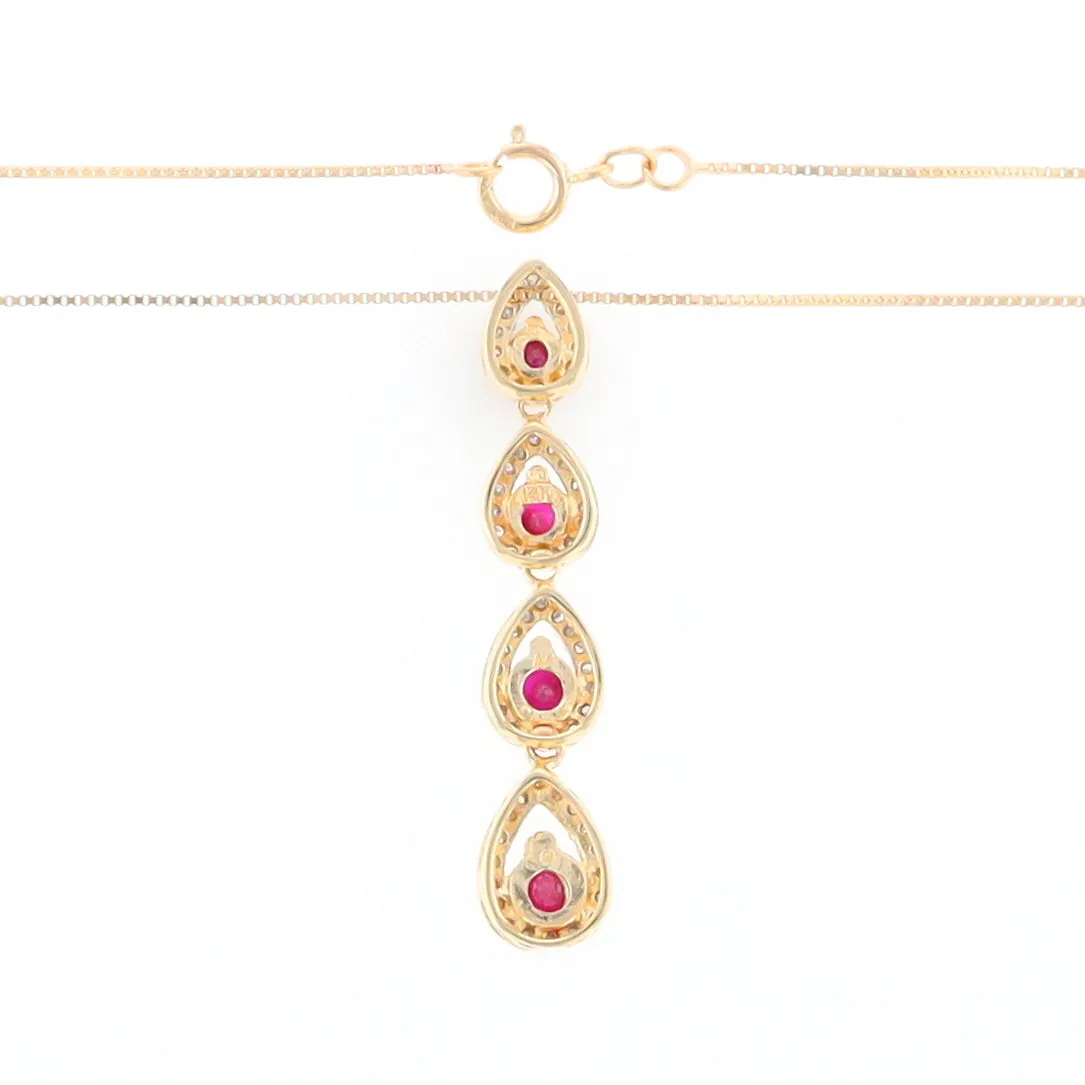 Ruby Drop Necklace with Pear Shaped Diamond Halos