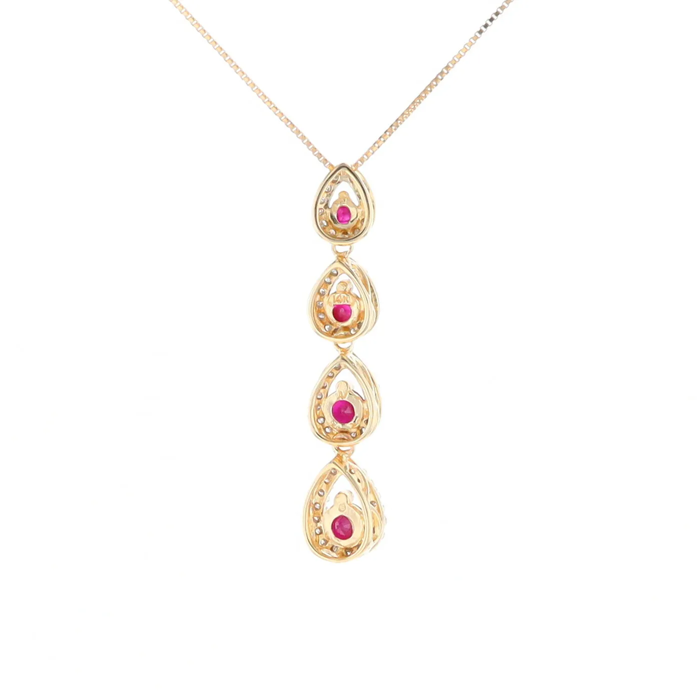 Ruby Drop Necklace with Pear Shaped Diamond Halos