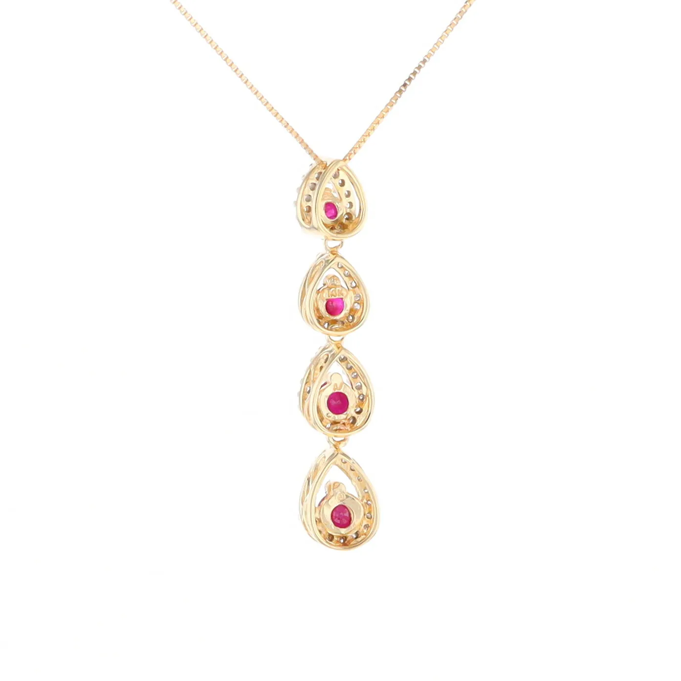 Ruby Drop Necklace with Pear Shaped Diamond Halos