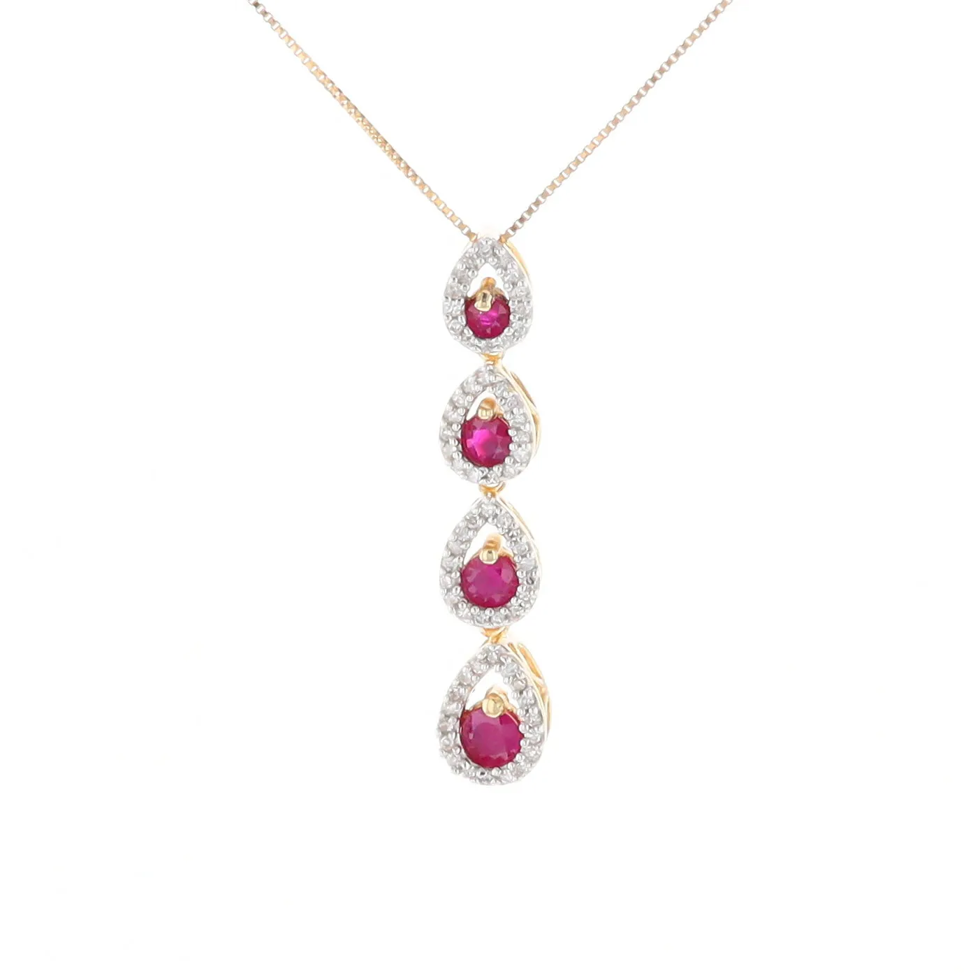 Ruby Drop Necklace with Pear Shaped Diamond Halos