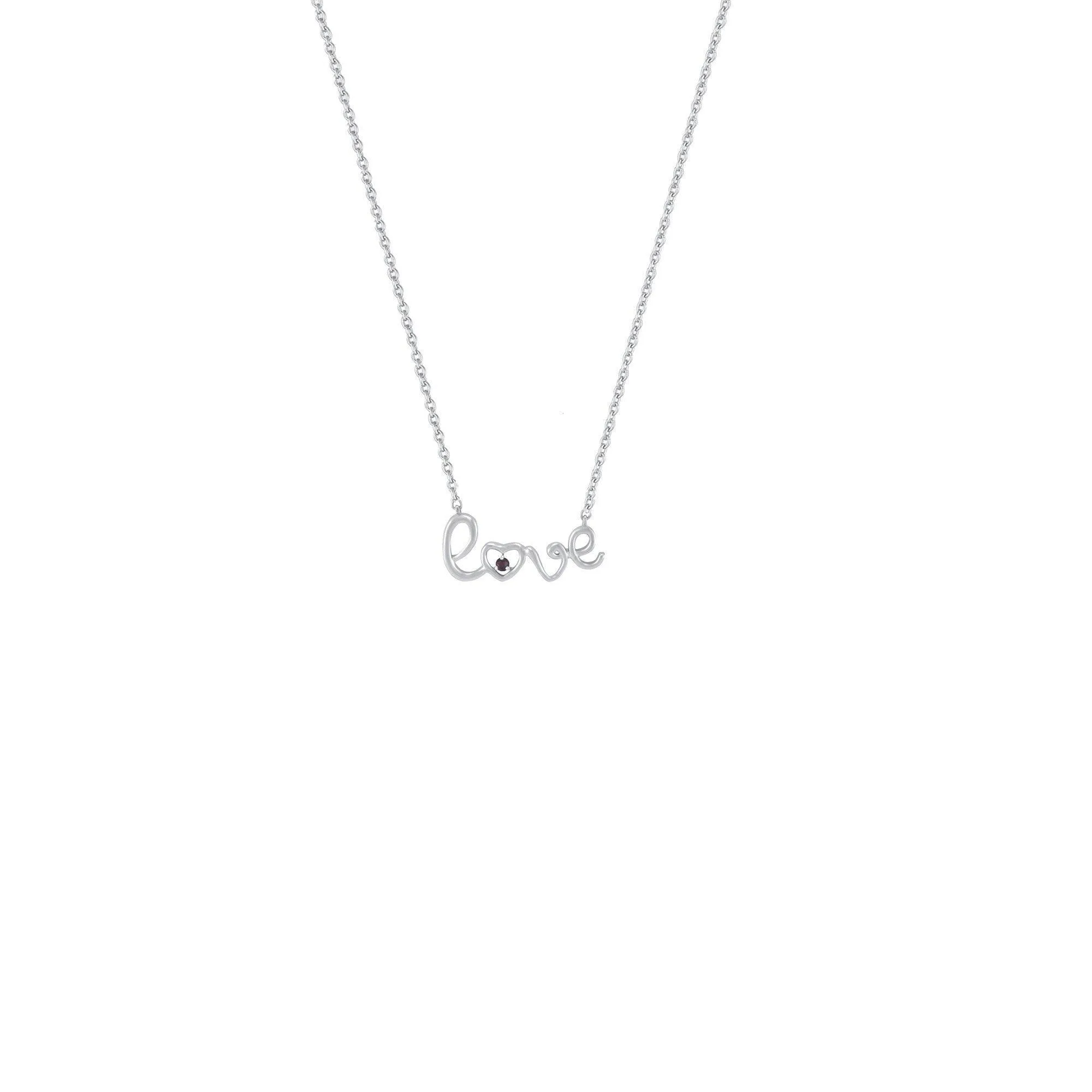 Ruby 'Love' Necklace in Sterling Silver