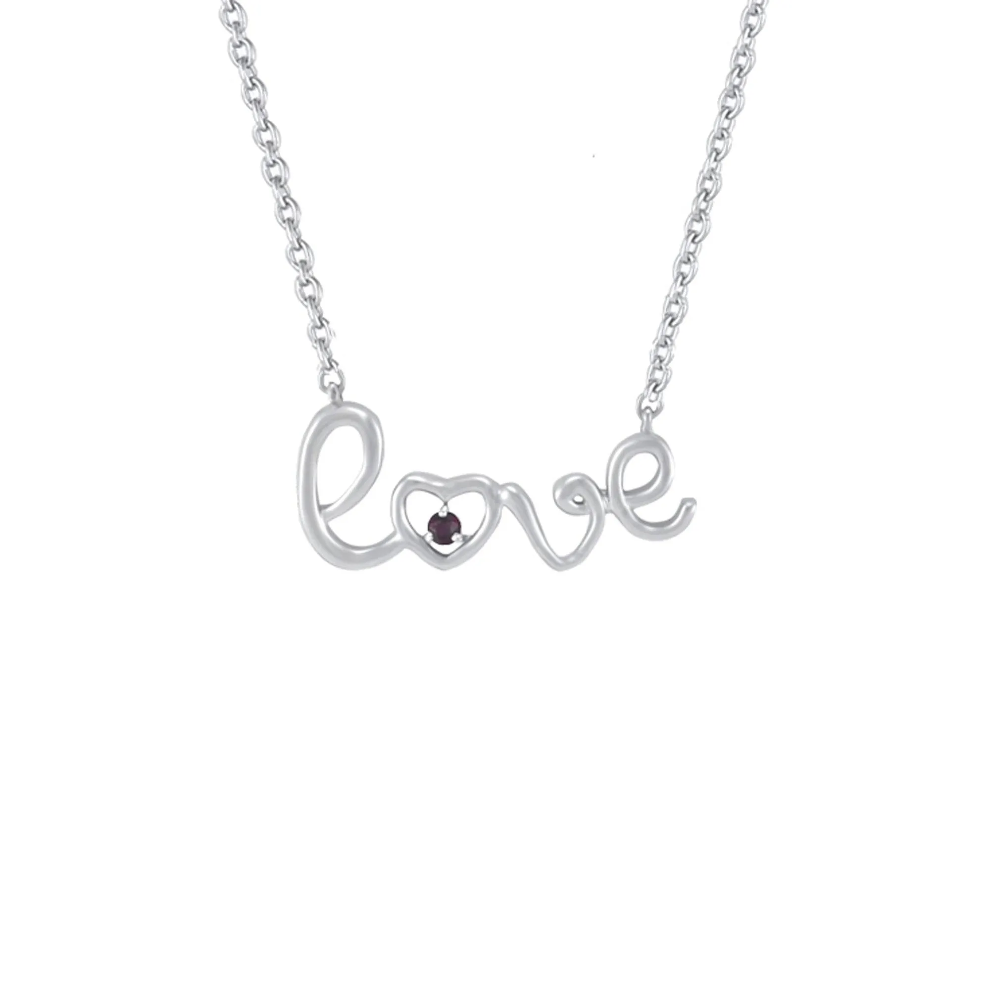 Ruby 'Love' Necklace in Sterling Silver