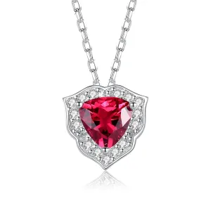 Ruby Simulant Silver Necklace