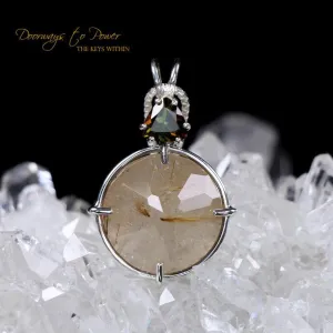 Rutilated Quartz Bi Color Tourmaline Radiant Heart Pendant