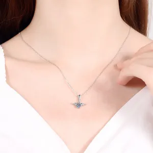 S925 Silver Angel Necklace for Women Plated pt950 Platinum Inlaid with Moissanite Simulated Diamond Pendant Fashion Clavicle Chain