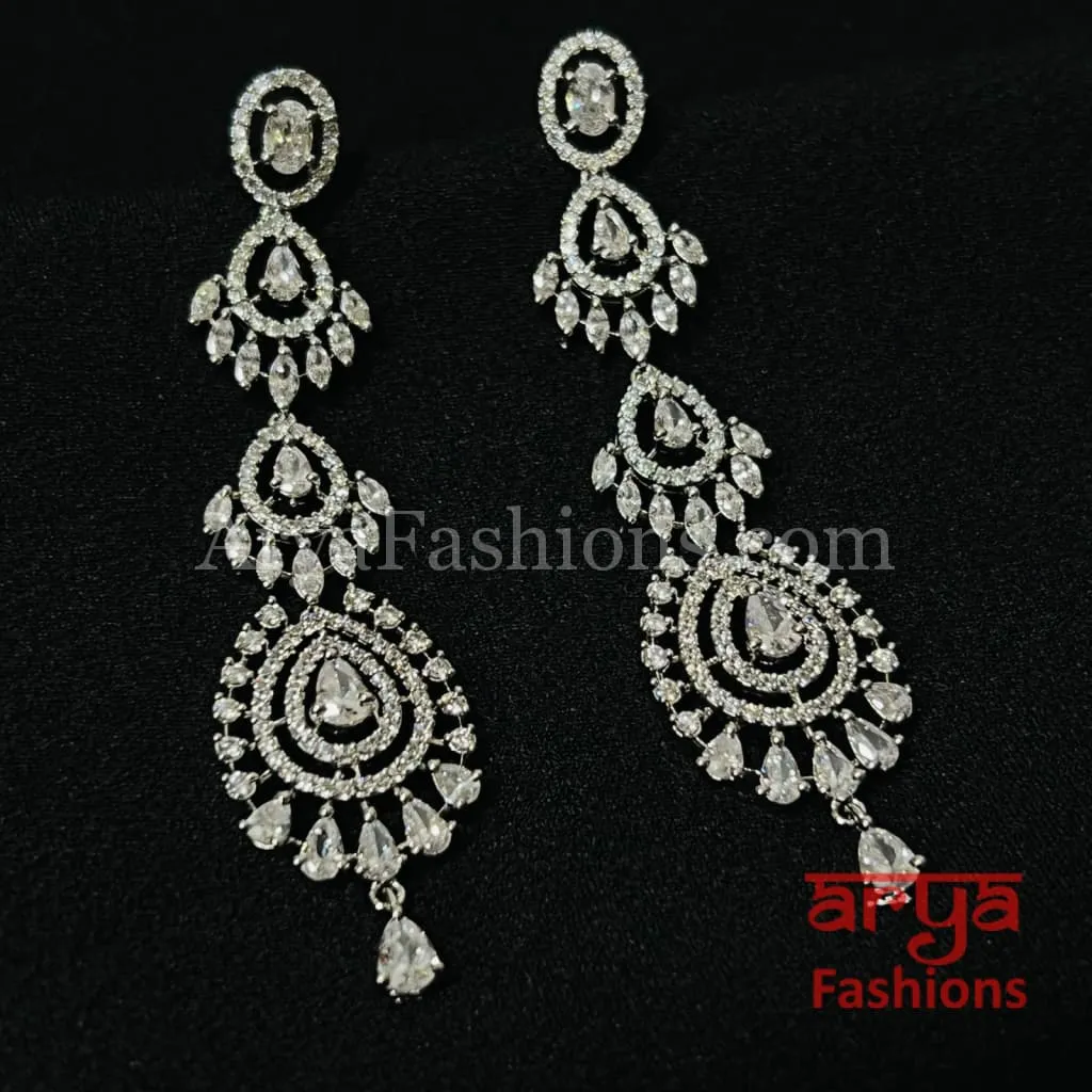 Sabiha Silver CZ Party Earrings