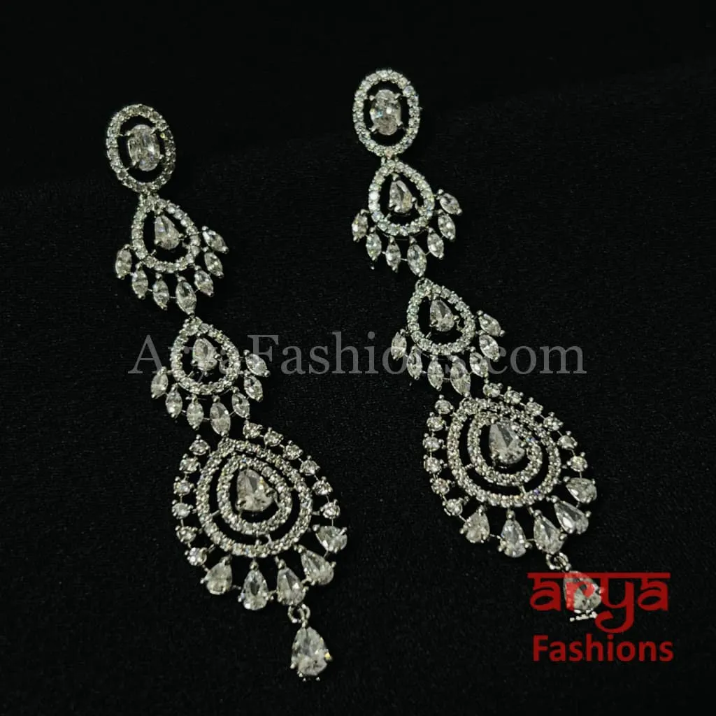 Sabiha Silver CZ Party Earrings