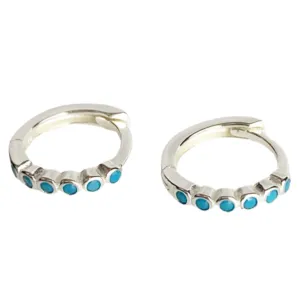 Shai Turquoise Silver Huggie Earrings