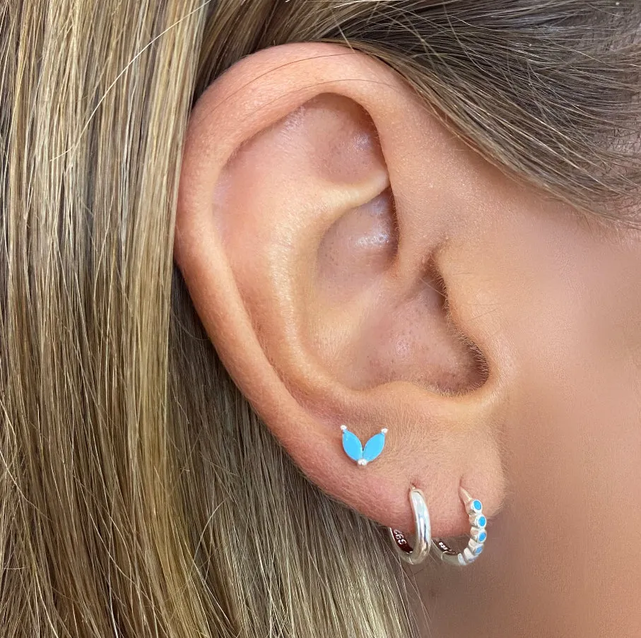 Shai Turquoise Silver Huggie Earrings