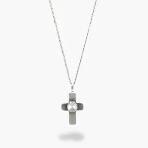 Silver Cross With Freshwater Pearl Necklace