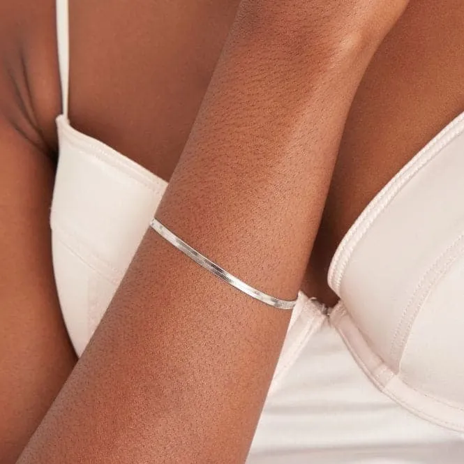 Silver Flat Snake Chain Bracelet B046-01H