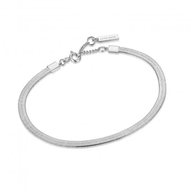 Silver Flat Snake Chain Bracelet B046-01H