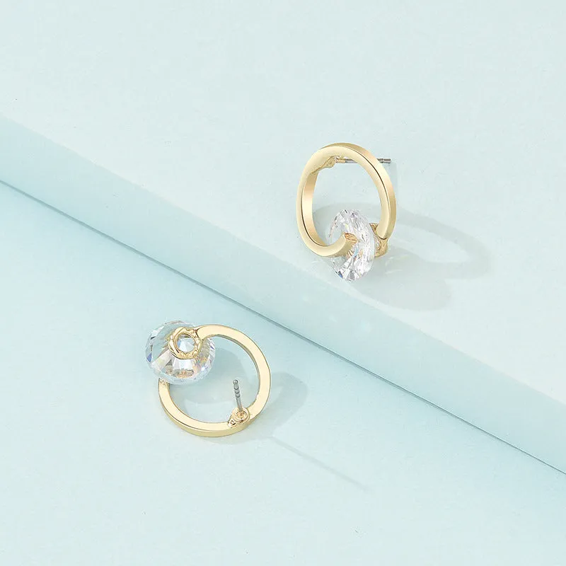 Simple Fashion Geometric Shape Alloy Zircon Earrings