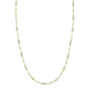 SLOANE STREET 18K YELLOW GOLD MIXED CUT WHITE TOPAZ NECKLACE