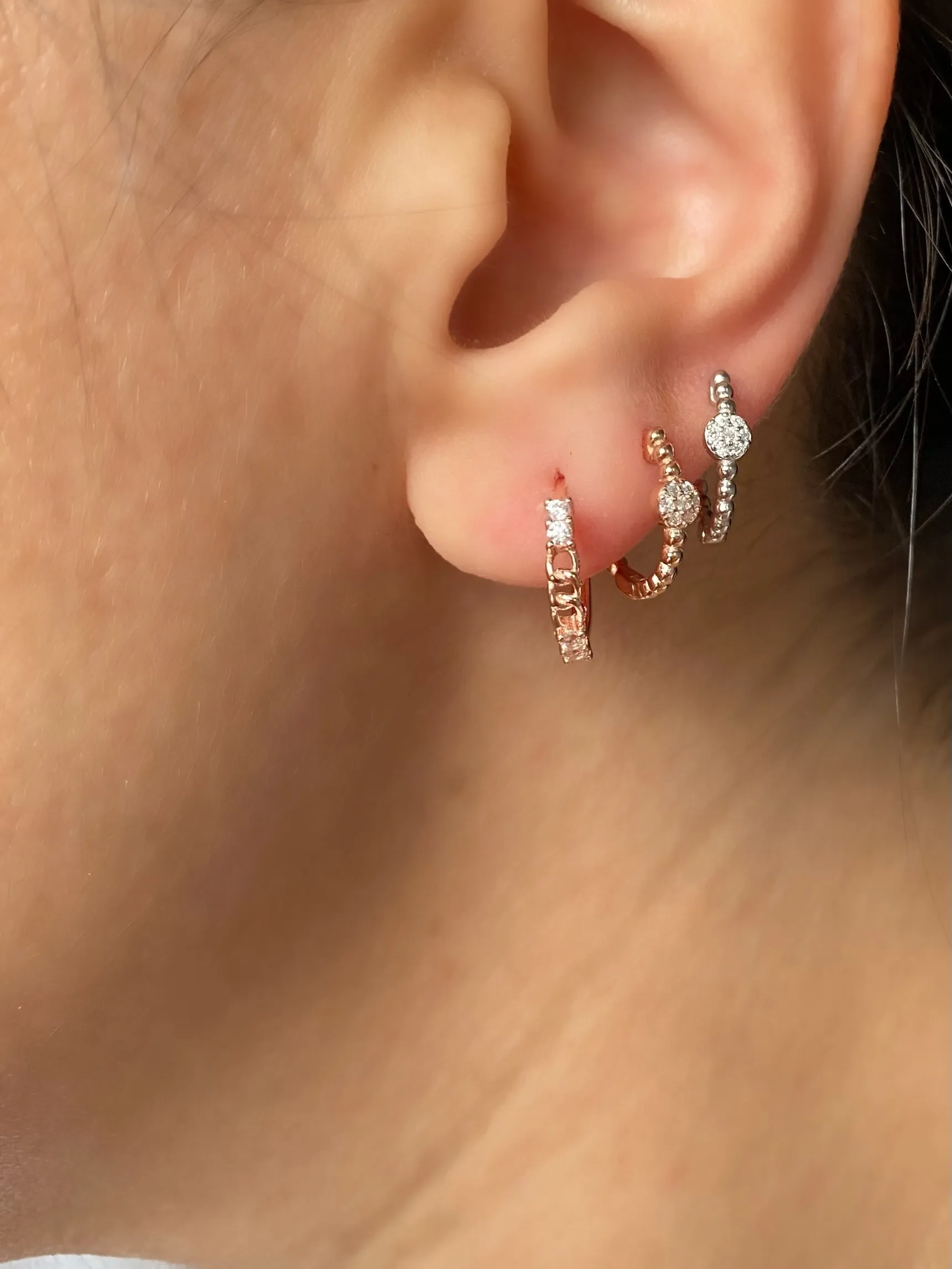 Small Hoops with clear zircon stones  - Earrings