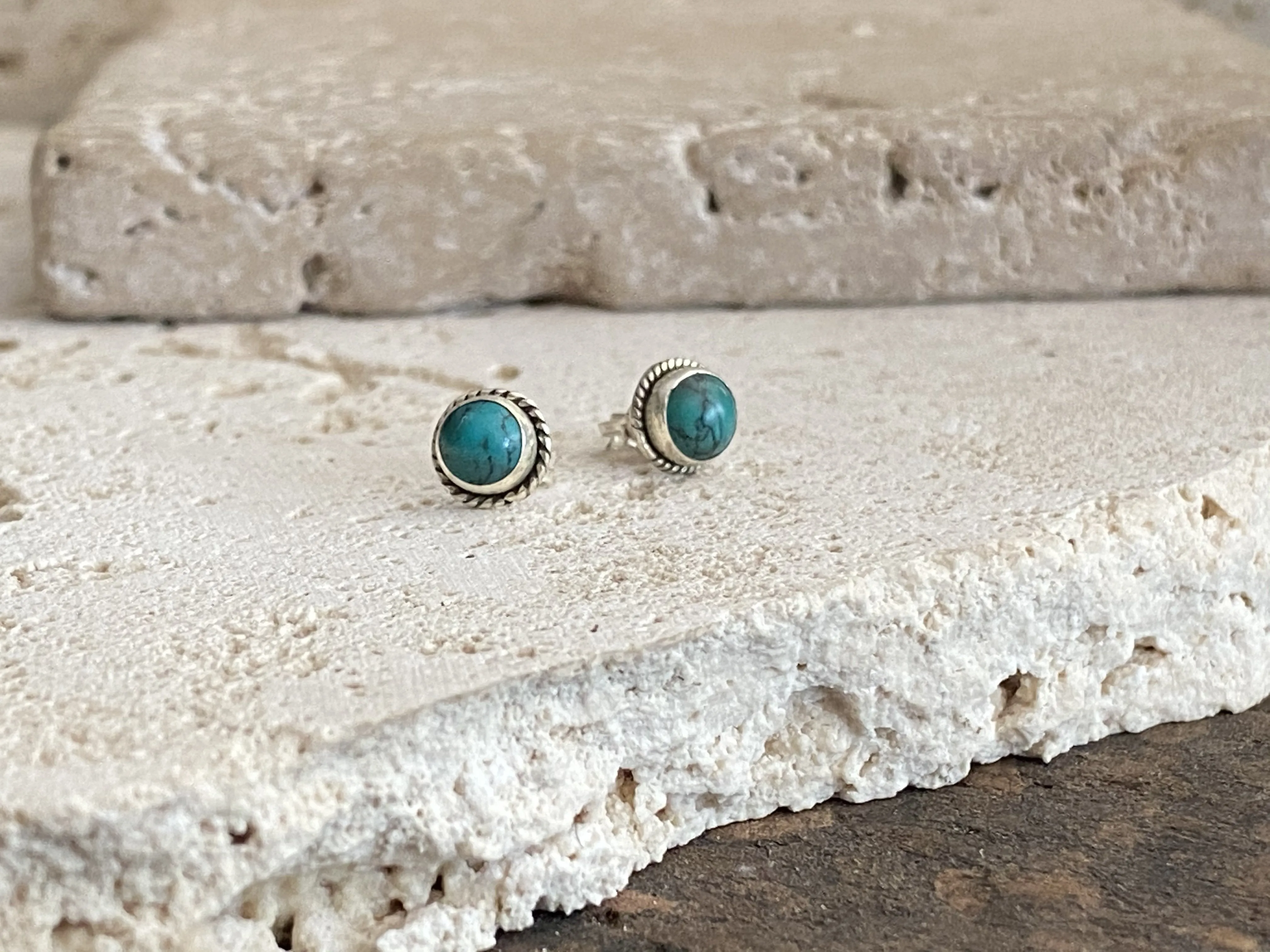 Small Turquoise Silver Studs - Five Styles