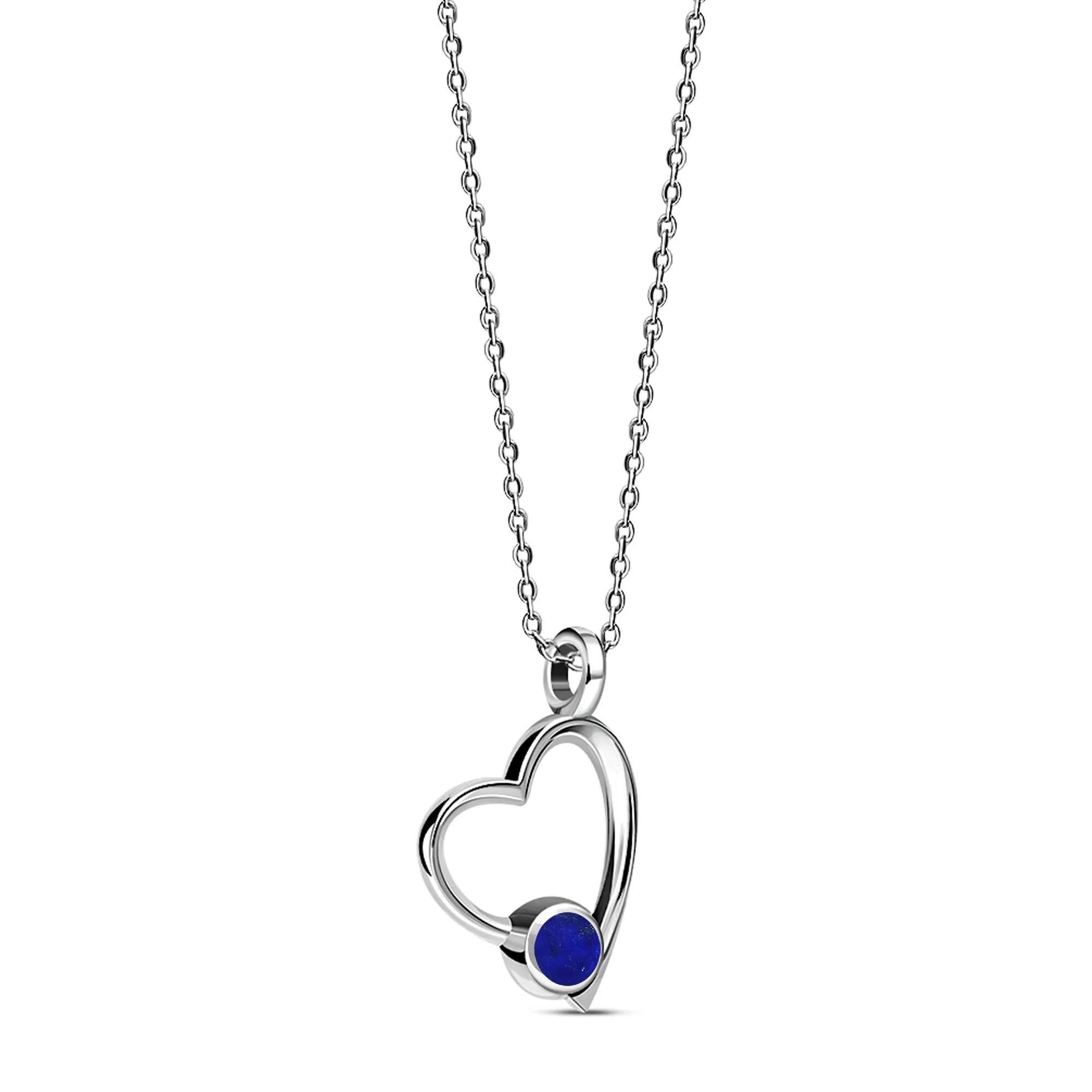 Sterling Silver Lapis Lazuli Offset Heart Pendant