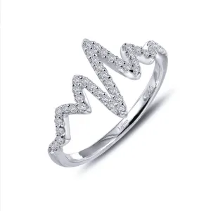 Sterling Silver Simulated Dimond Heartbeat Ring