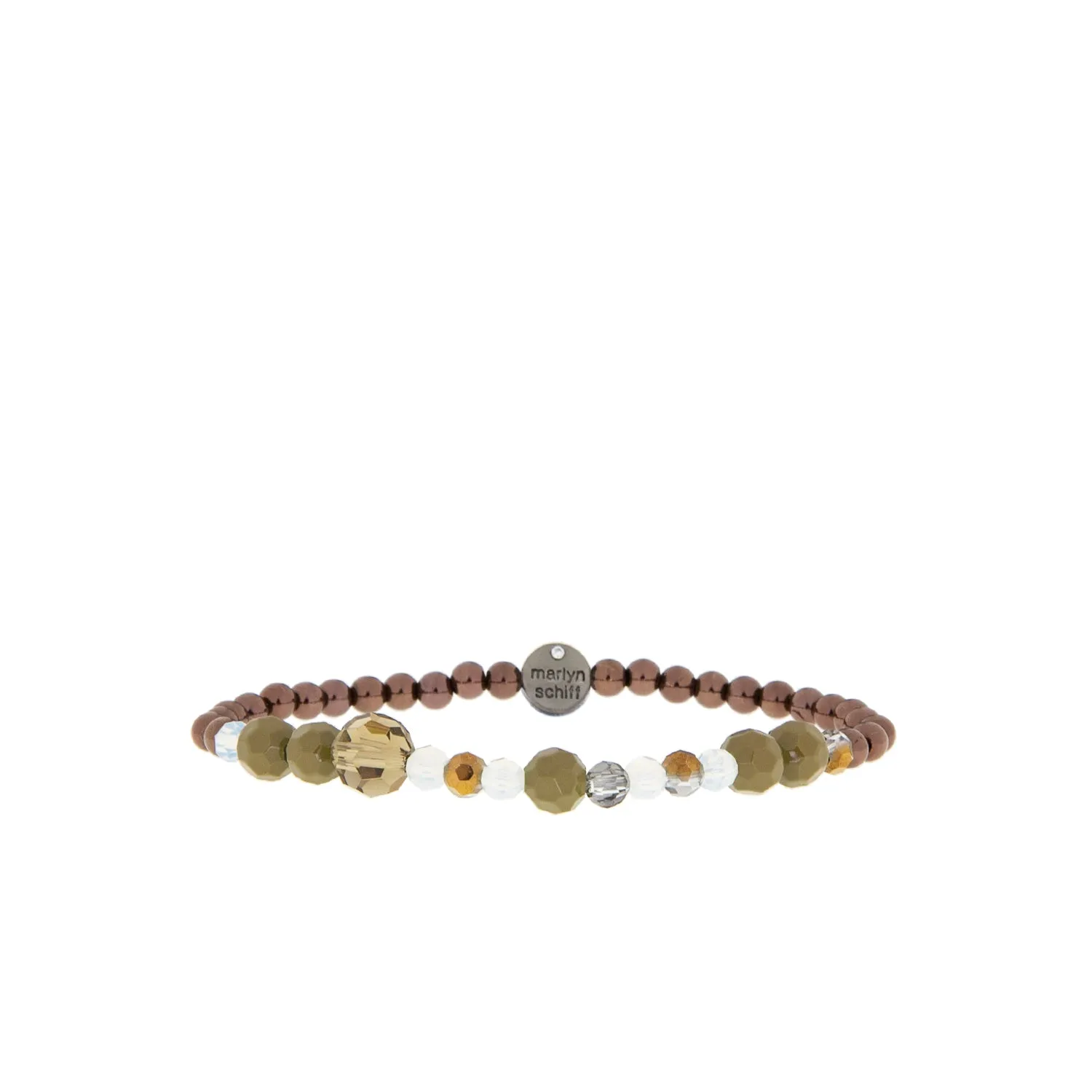 stone & mixed glass bead stretch bracelet