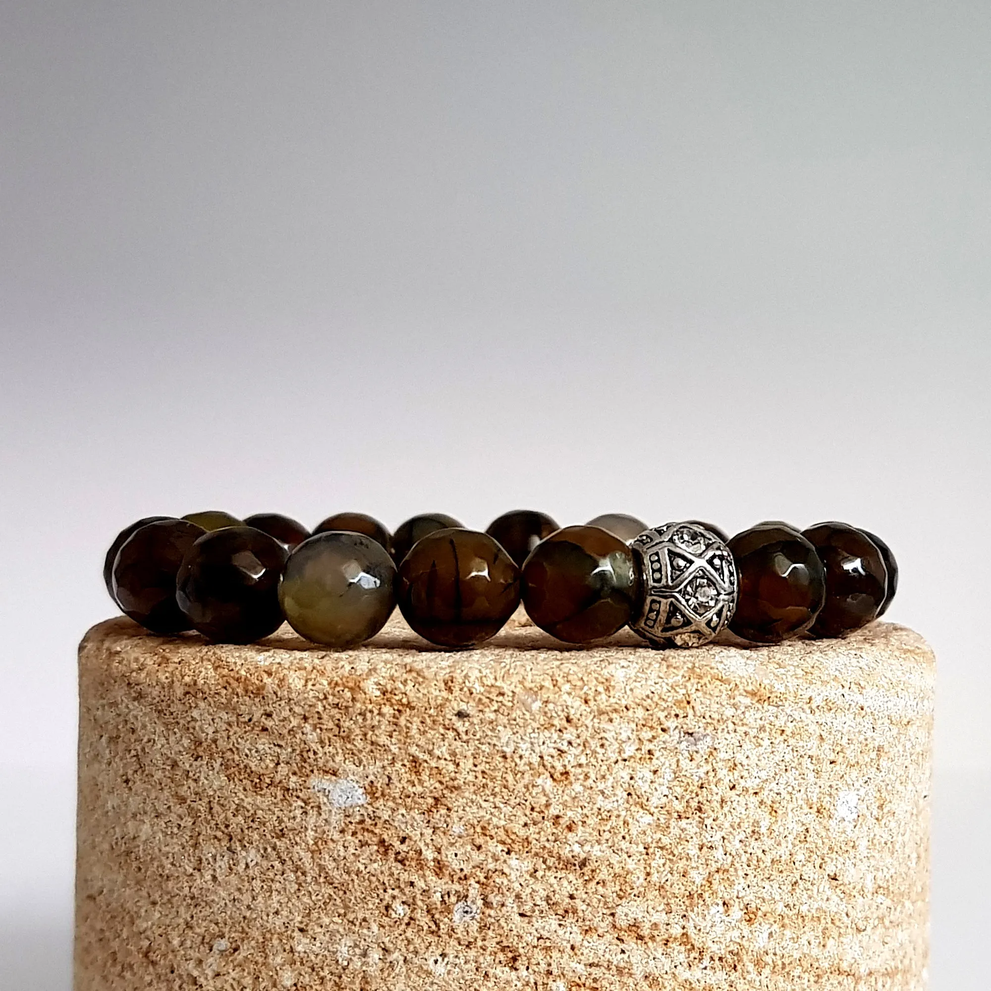 Stretch Earthy Splendor Agate Handmade Bracelet | KJ-288B | Unisex Bracelet