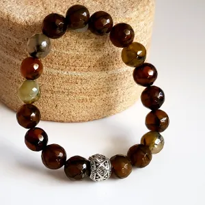 Stretch Earthy Splendor Agate Handmade Bracelet | KJ-288B | Unisex Bracelet