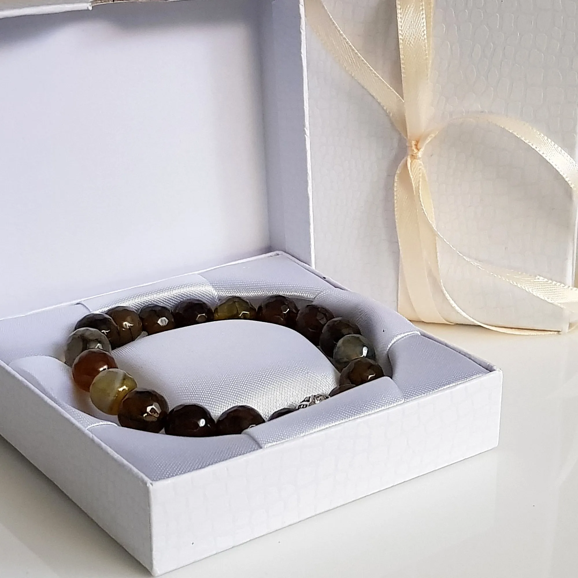 Stretch Earthy Splendor Agate Handmade Bracelet | KJ-288B | Unisex Bracelet