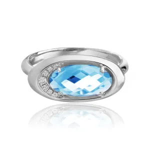 Swiss Blue Topaz & Diamond Ring