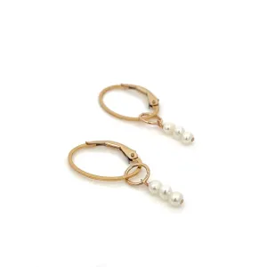 three baby pearl stick earrings