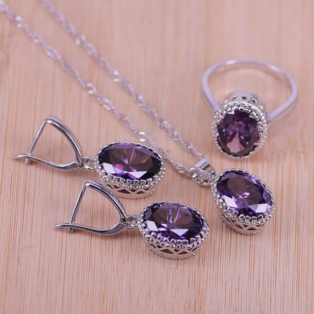 Top Quality Exquisite Women Necklace-Earring-Ring Fashion Jewelry Sets in Zircon Crystal