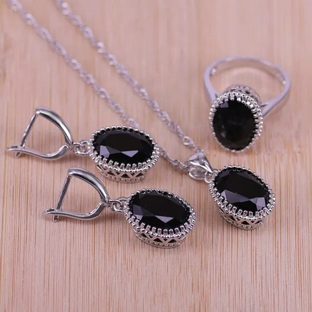 Top Quality Exquisite Women Necklace-Earring-Ring Fashion Jewelry Sets in Zircon Crystal