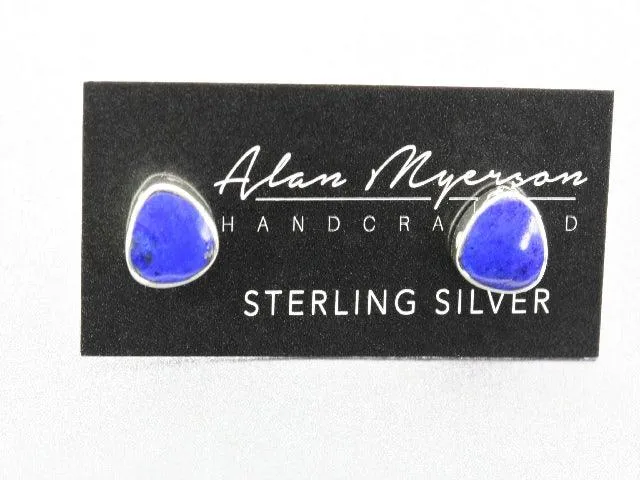 triangle lapis stud - sterling silver