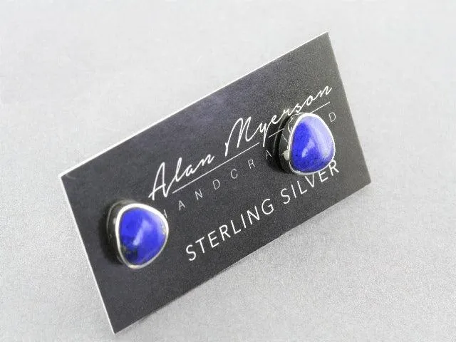 triangle lapis stud - sterling silver