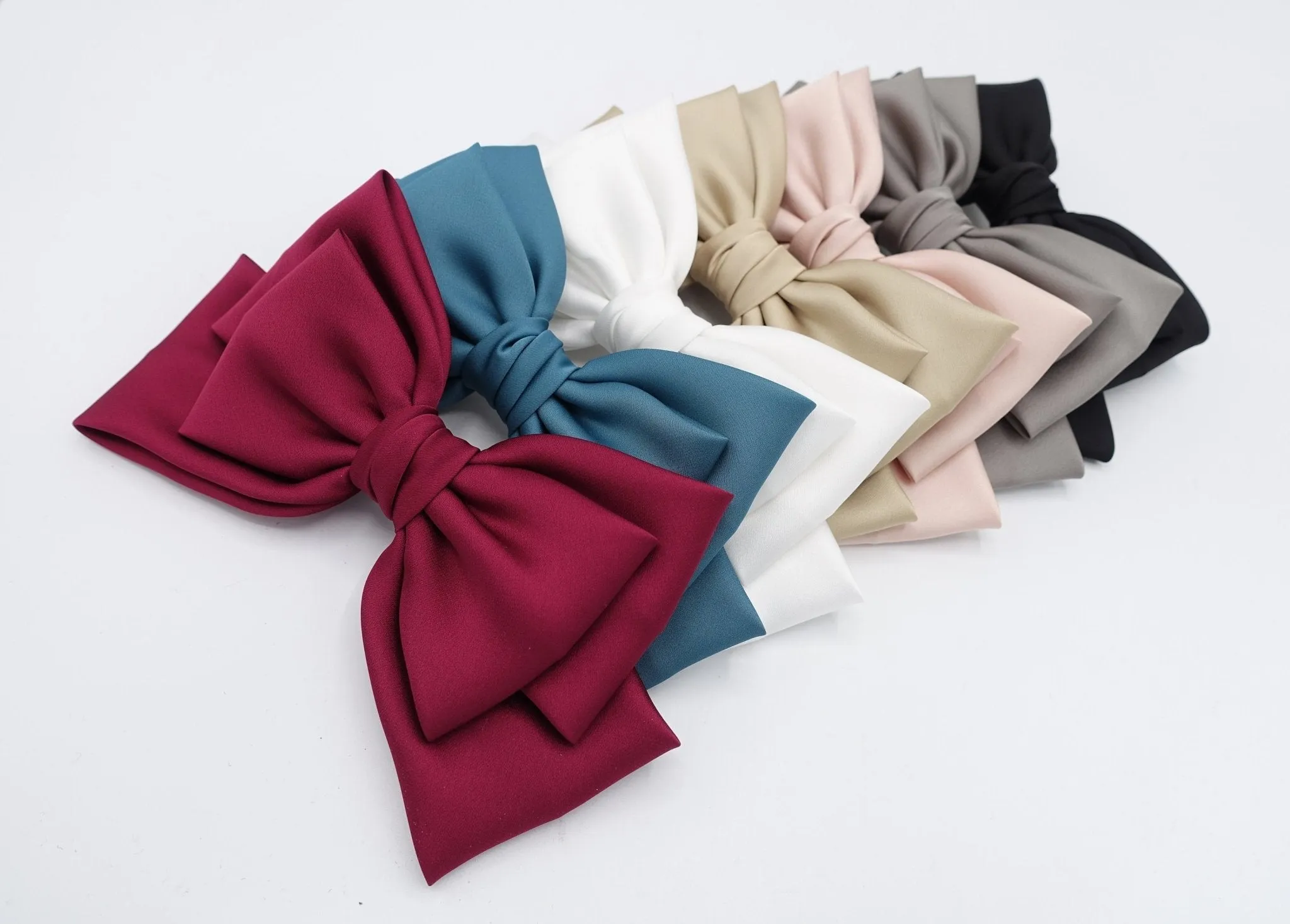 triple satin hair bow moderate style hair accessory for women