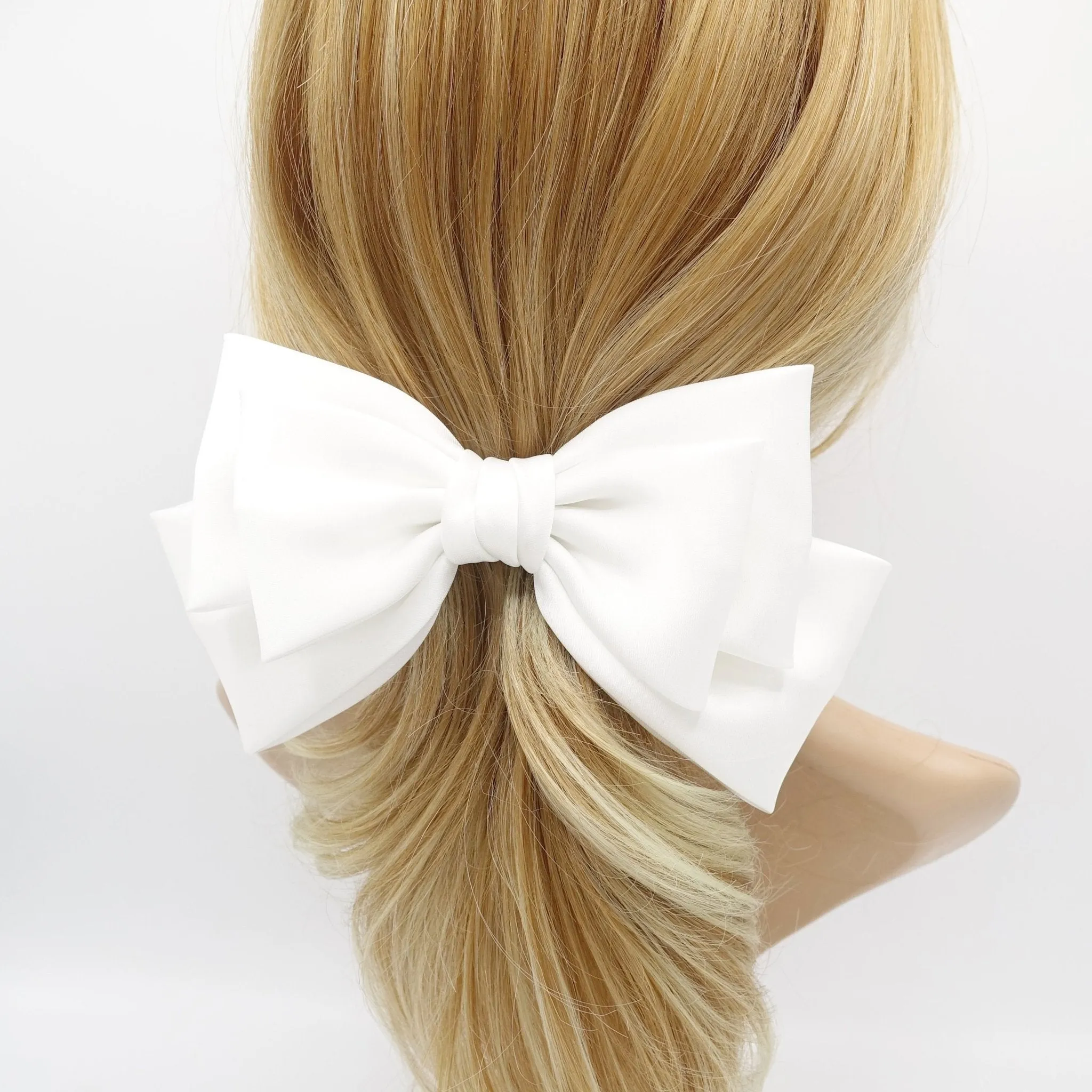 triple satin hair bow moderate style hair accessory for women